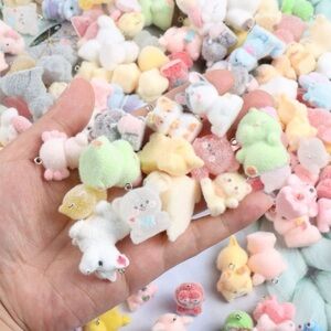 12PCs Random Cute Fuzzy Animal Pet Charms-Assorted Pastel Colors-Come w Straps